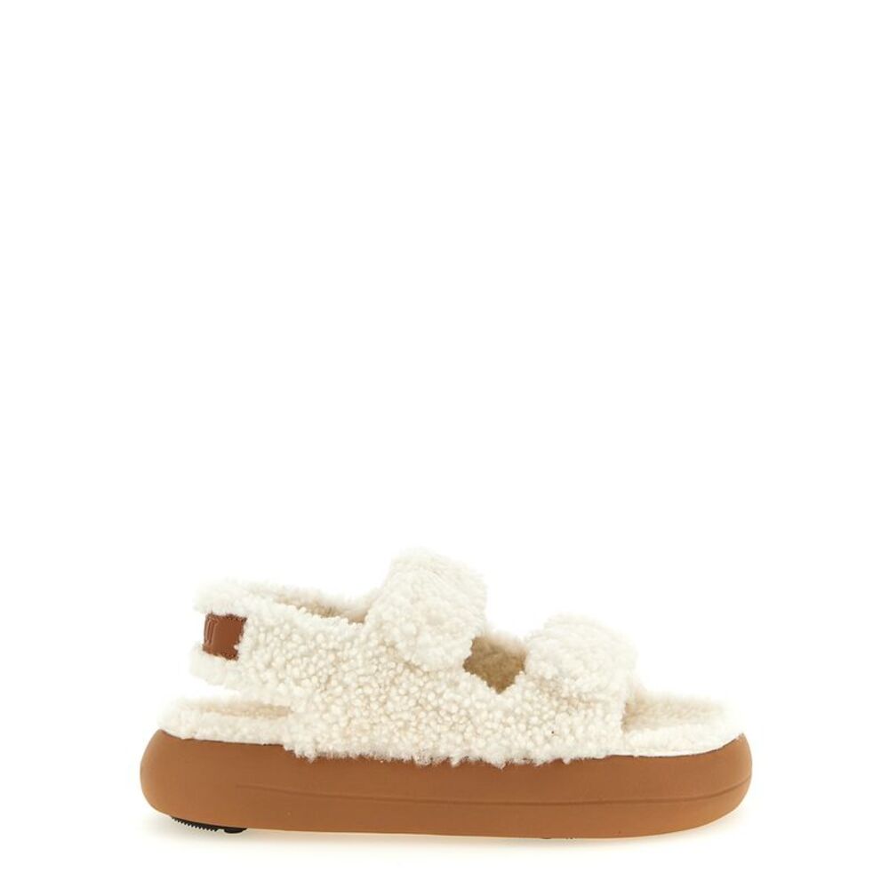 Moon Boot White Lambskin Flat Women's Sandals